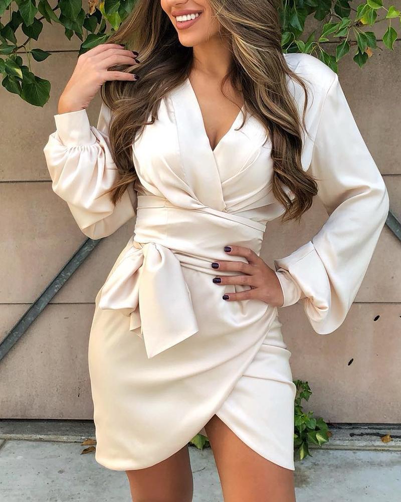 

Solid Wrap Mini Sheath Dress