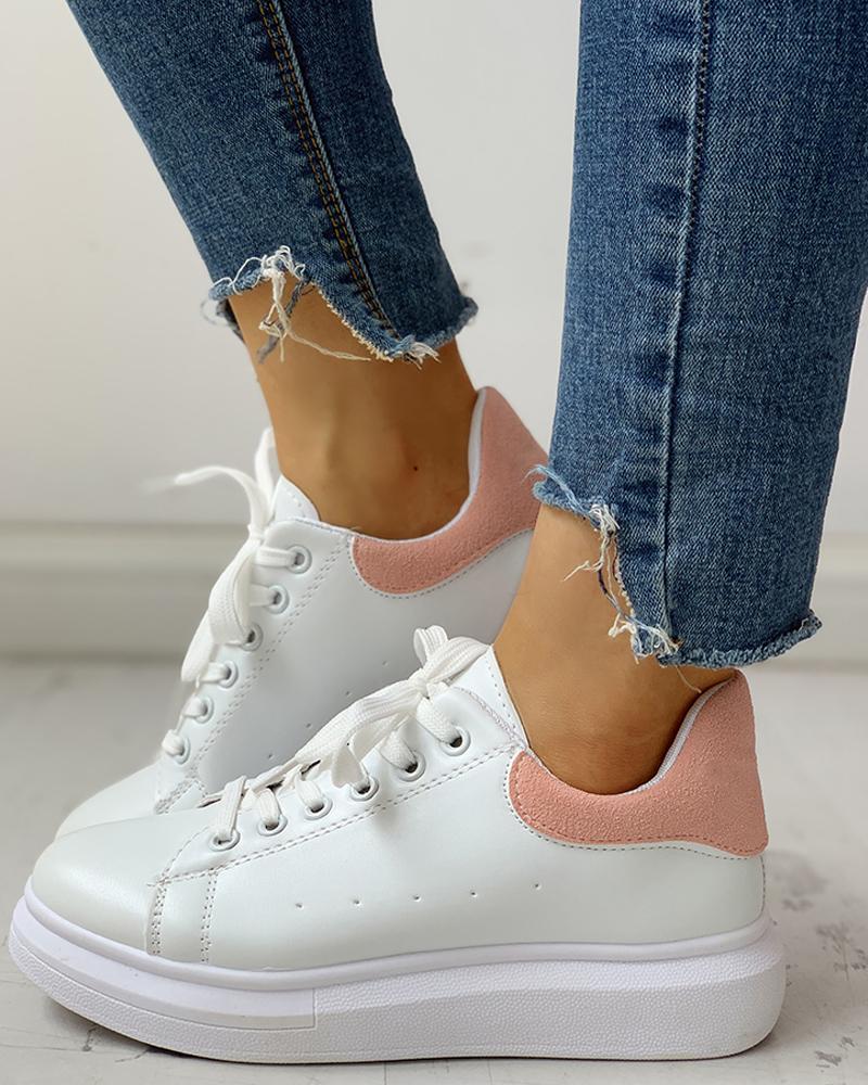 

Lace-Up Muffin Casual Sneakers, Pink
