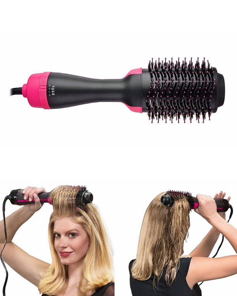 

Salon Hot Air Paddle Styling Brush Negative Ion Generator Hair Straightener Curler, Black