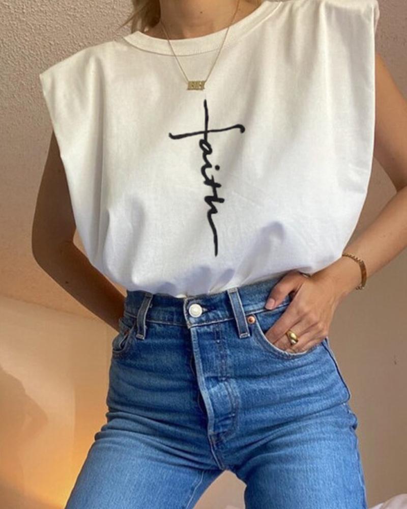 

Letter Cross Print T-Shirt, White