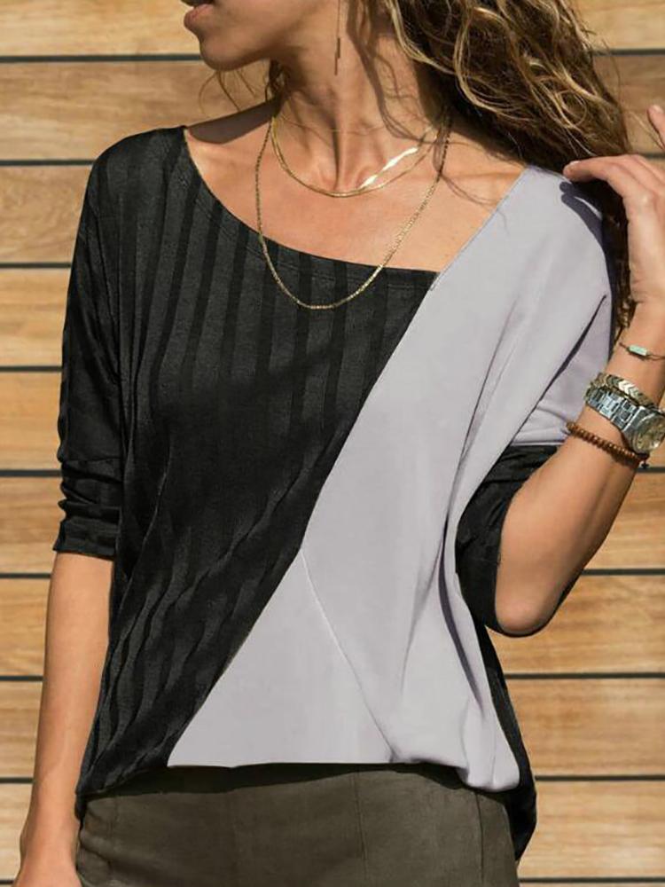 

Contrast Color Stripes Long Sleeve T-Shirt