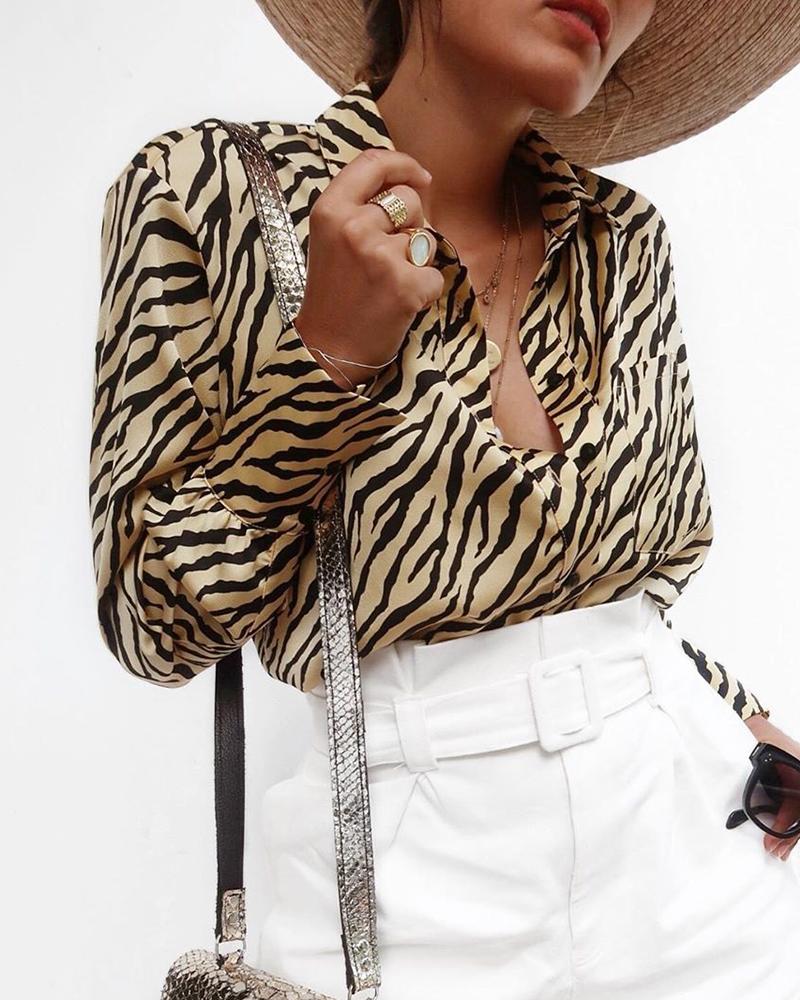 

Casual Animal Stripe Shirt, Yellow