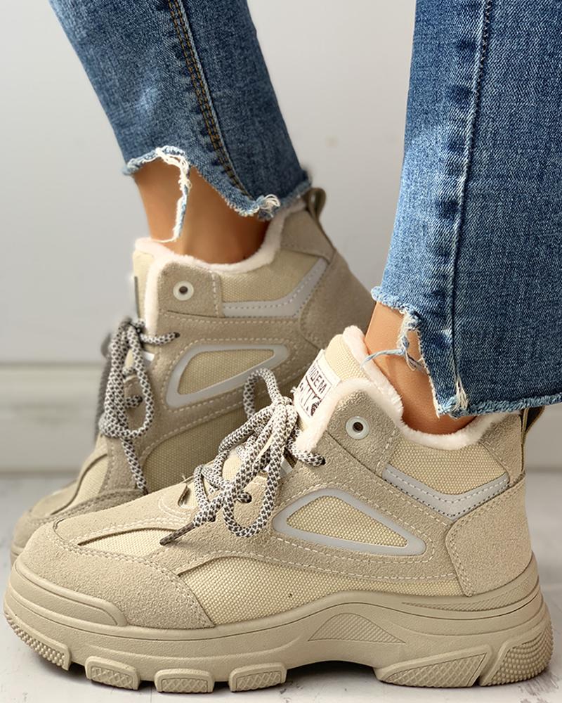 

Suede Eyelet Lace-Up Casual Boots, Khaki