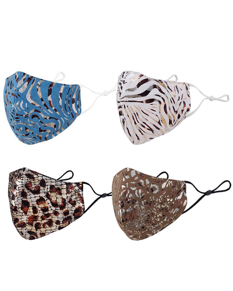 

Cheetah Print Colorblock Breathable Face Mask, Blue