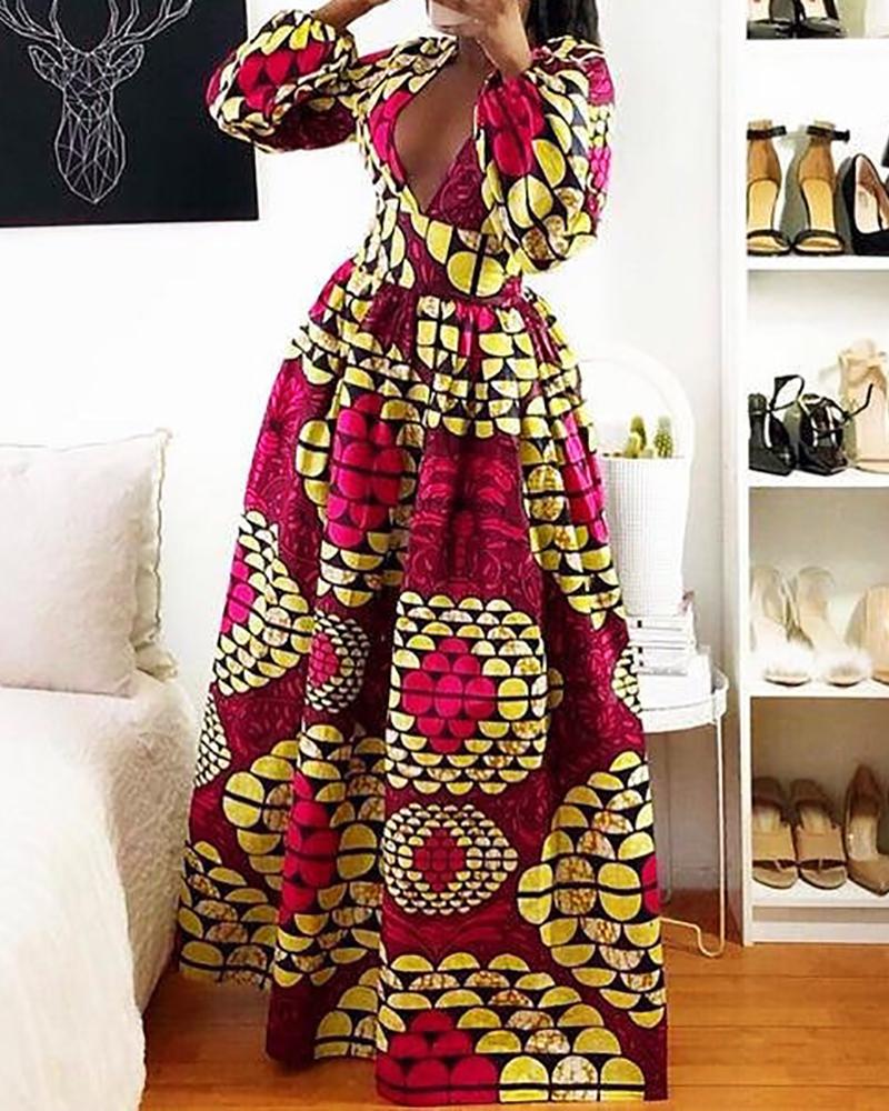 

Shell Print Tight Waist Maxi Dress, Hot pink