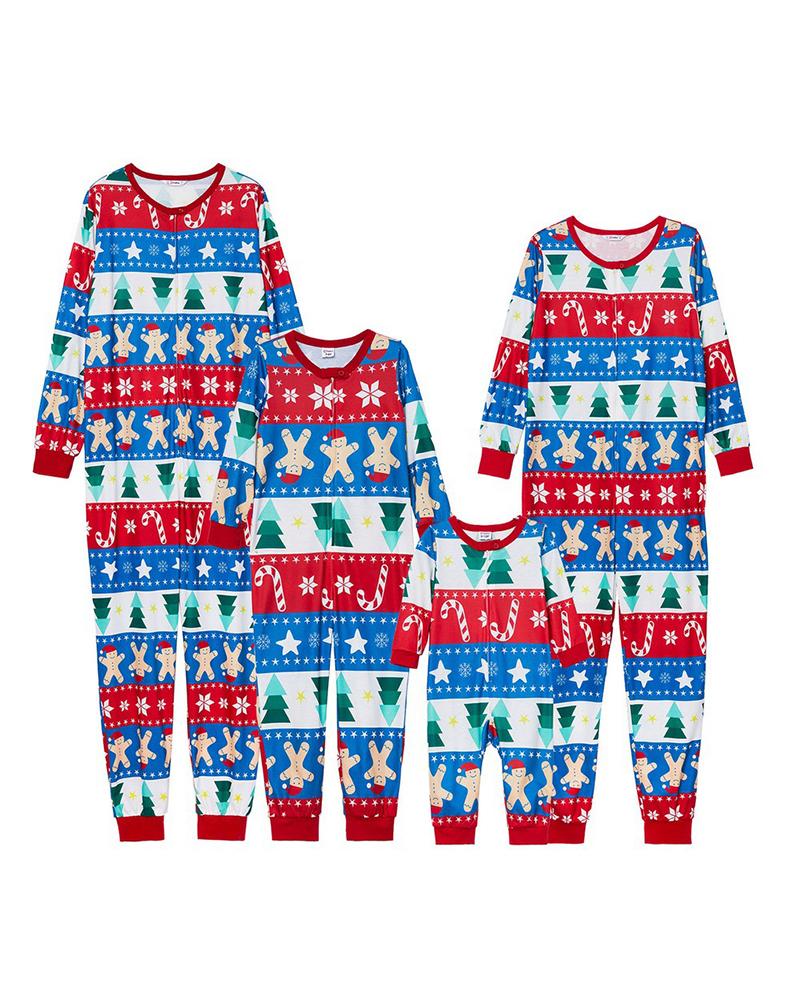 

Christmas Letter Print Functional Buttoned Flap Adults Pajamas For Kids, Blue