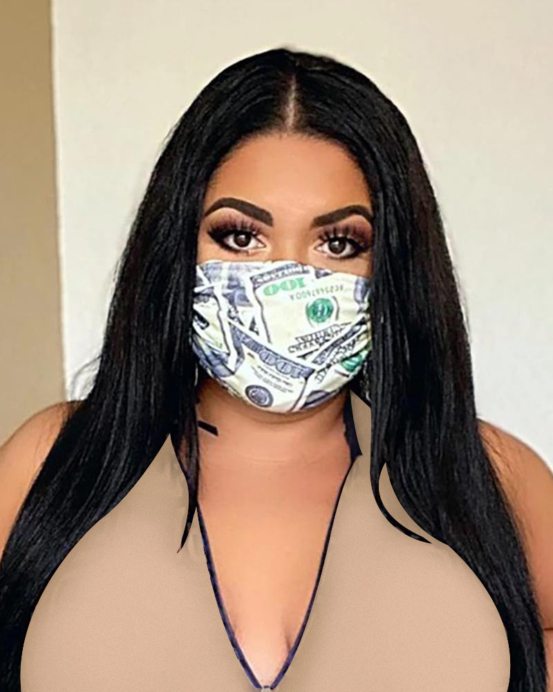 

Dollar Print Breathable Face Mask, Gray
