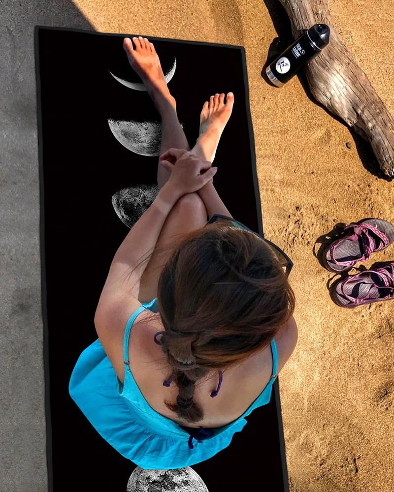 

Moon Print Portable Soft Fitness Yoga Mat(172CM*61CM, Black