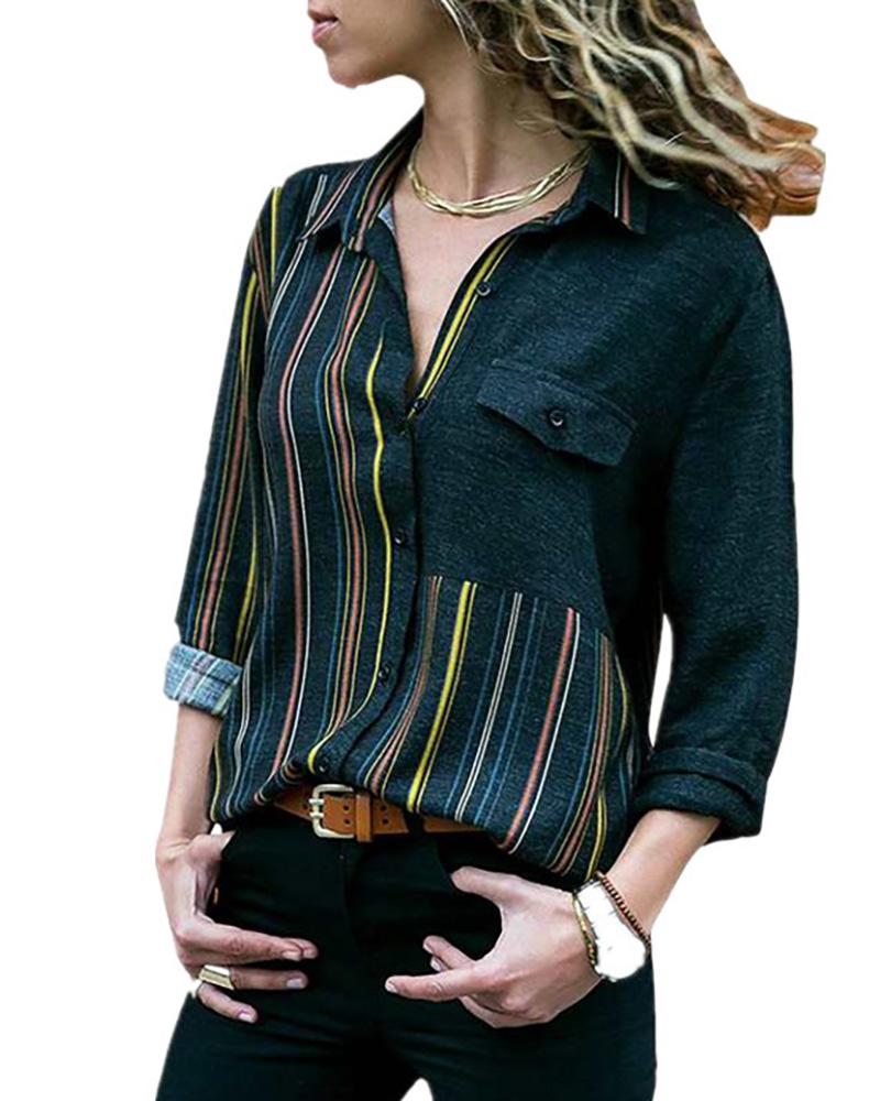 

Contrast Striped Button Through Shirt