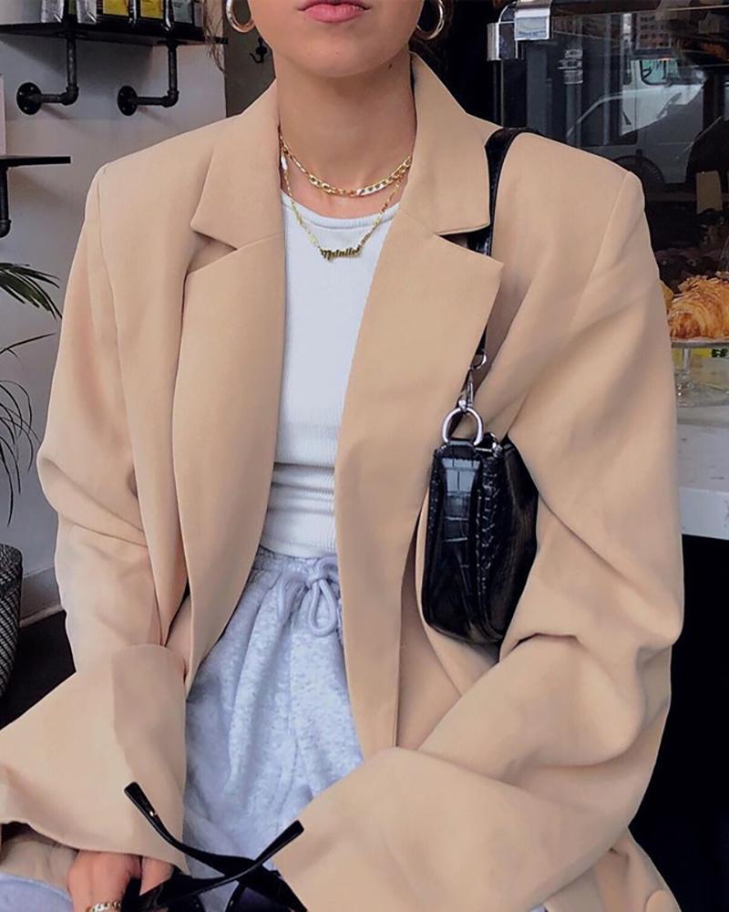 

Pocket Design Double Beasted Blazer Coat, Khaki