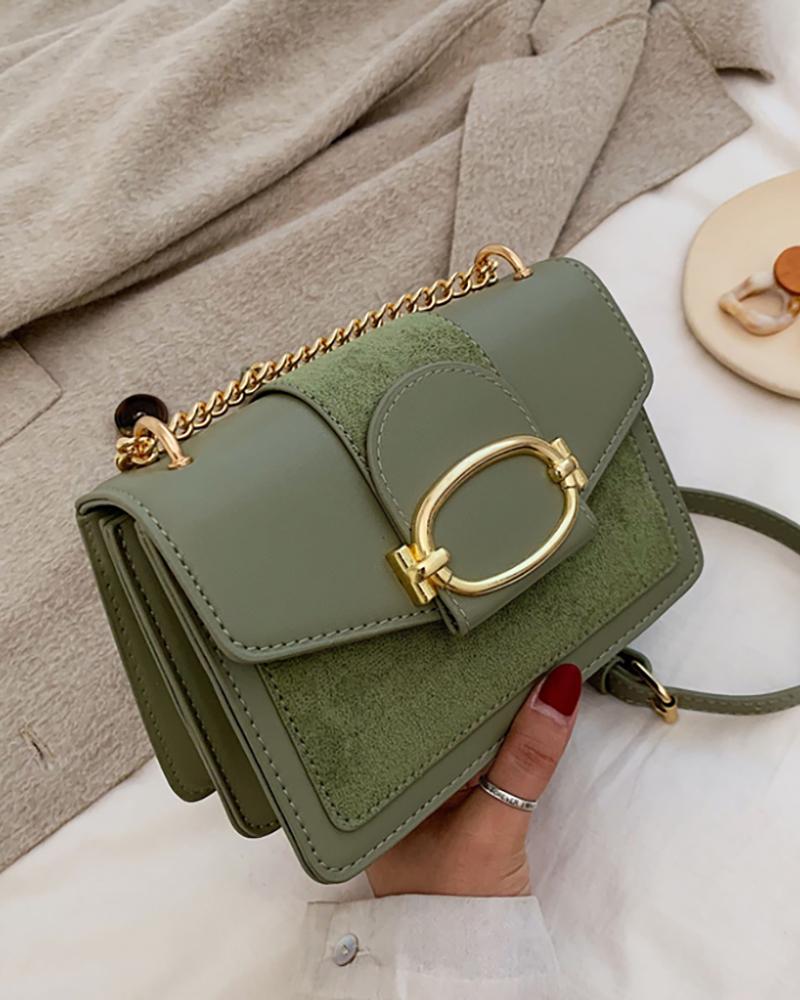 

Mini Metal Decor Chain Crossbody Bag, Green