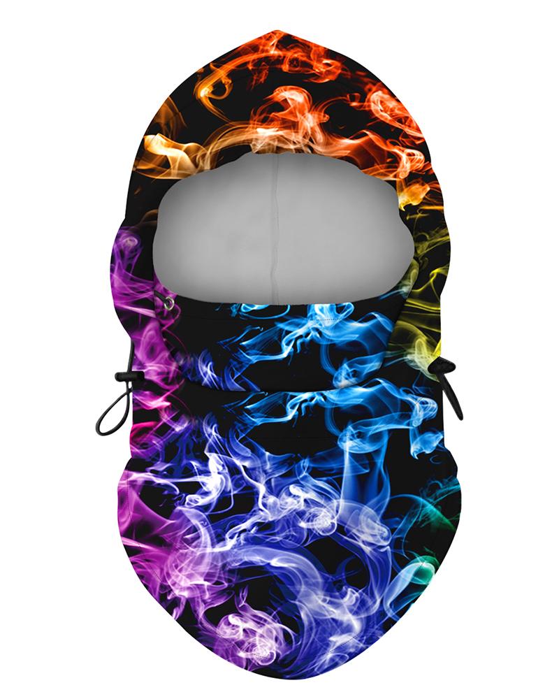 

Smoke Print Colorblock Polar Fleece Hood Adjustable Face Bandana, Multicolor