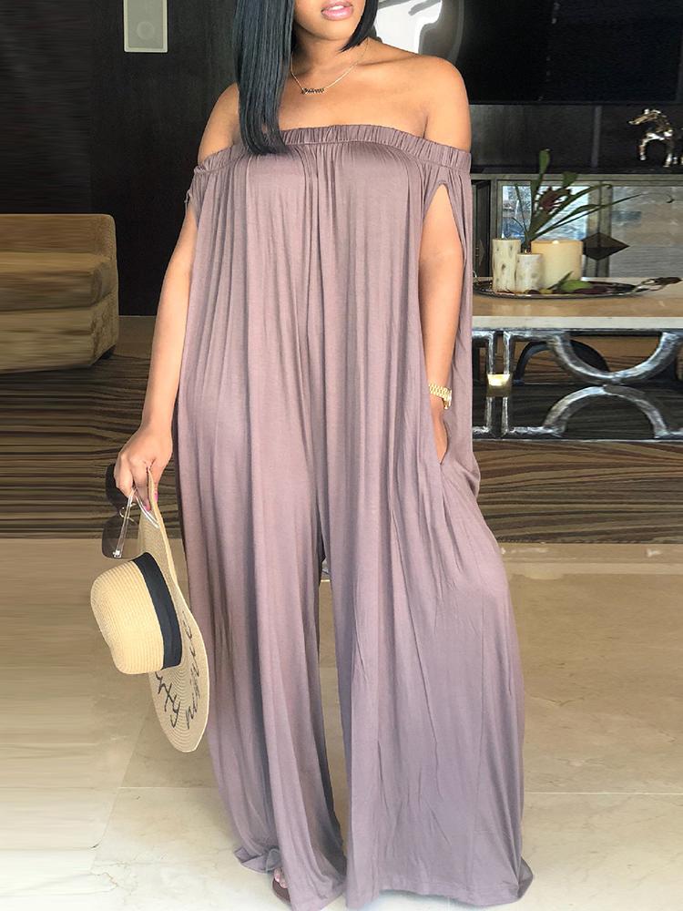 

Oversized Stretchy Off Shoulder Loose Jumpsuit