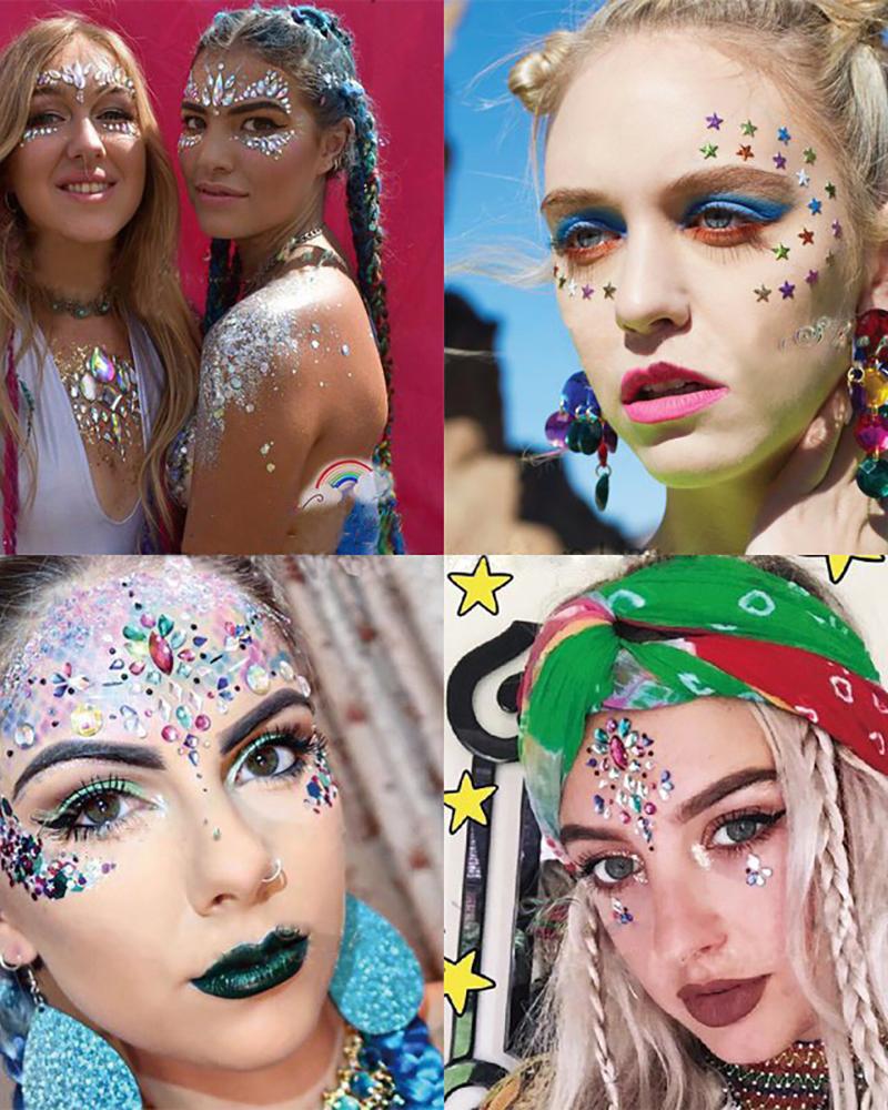 

Face Gems Tattoo Stickers Acrylic Crystal Glitter Stickers, Style1