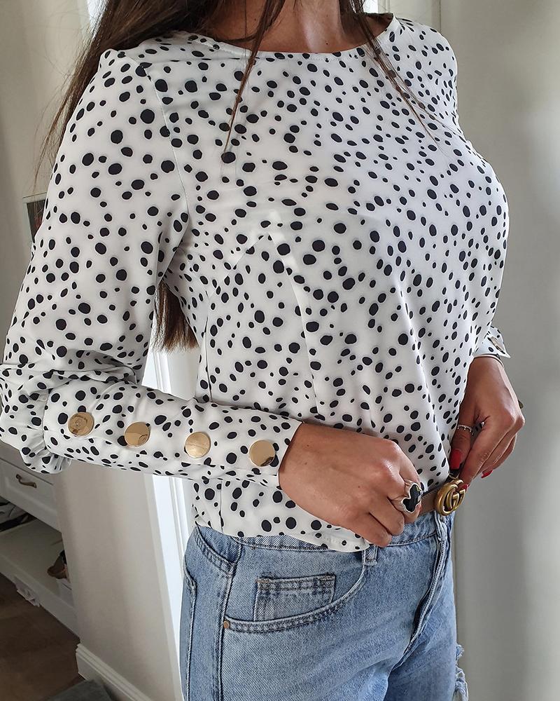 

Dalmatian Print Round Neck Shirt, White