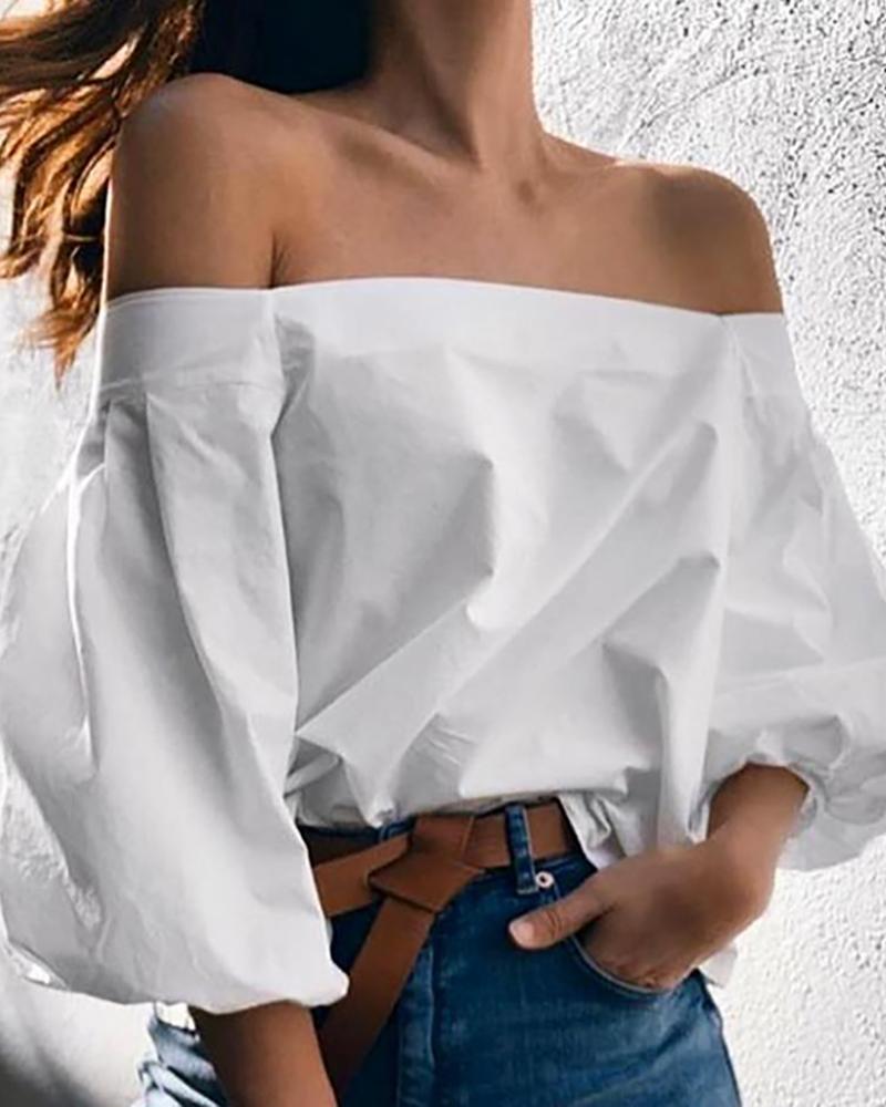 

Lantern Sleeve Off Shoulder Casual Blouse