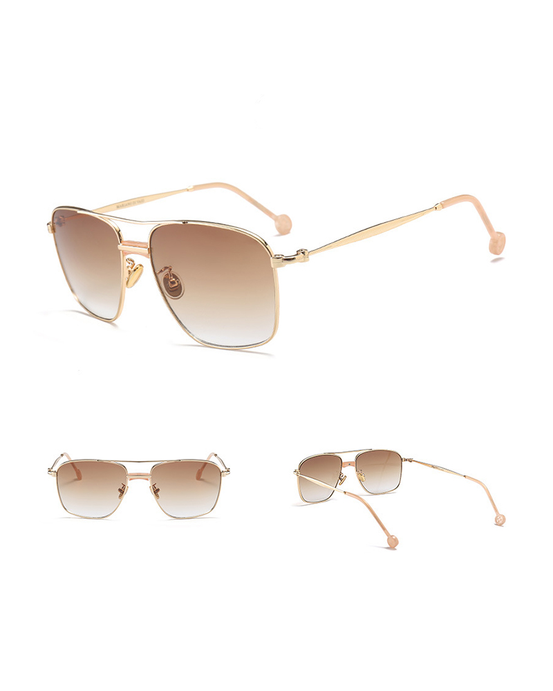 

Square Metal Frame Flexible Sunglasses, Coffee
