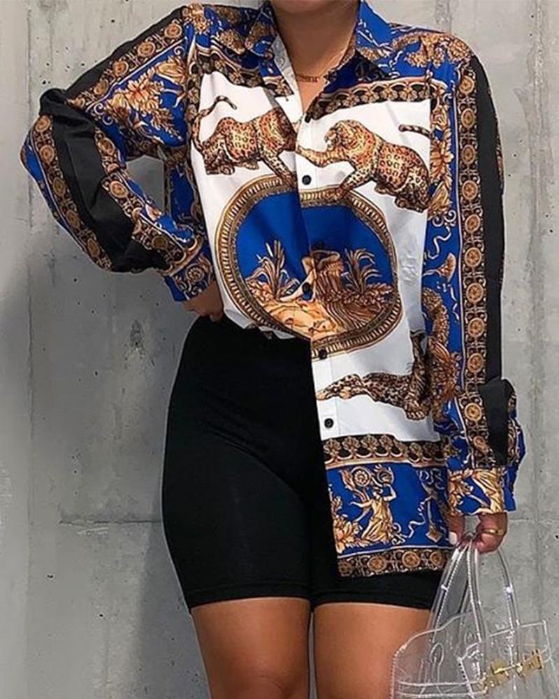 

Animal Print Casual Long Sleeve Shirt