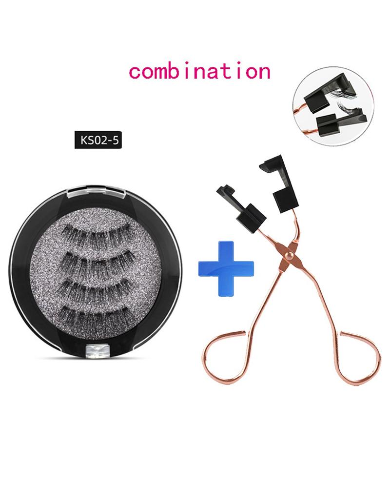 

3D Mink 5 Magnets Reusable False Eyelashes With 1PCS Eyelash Curler, Style3