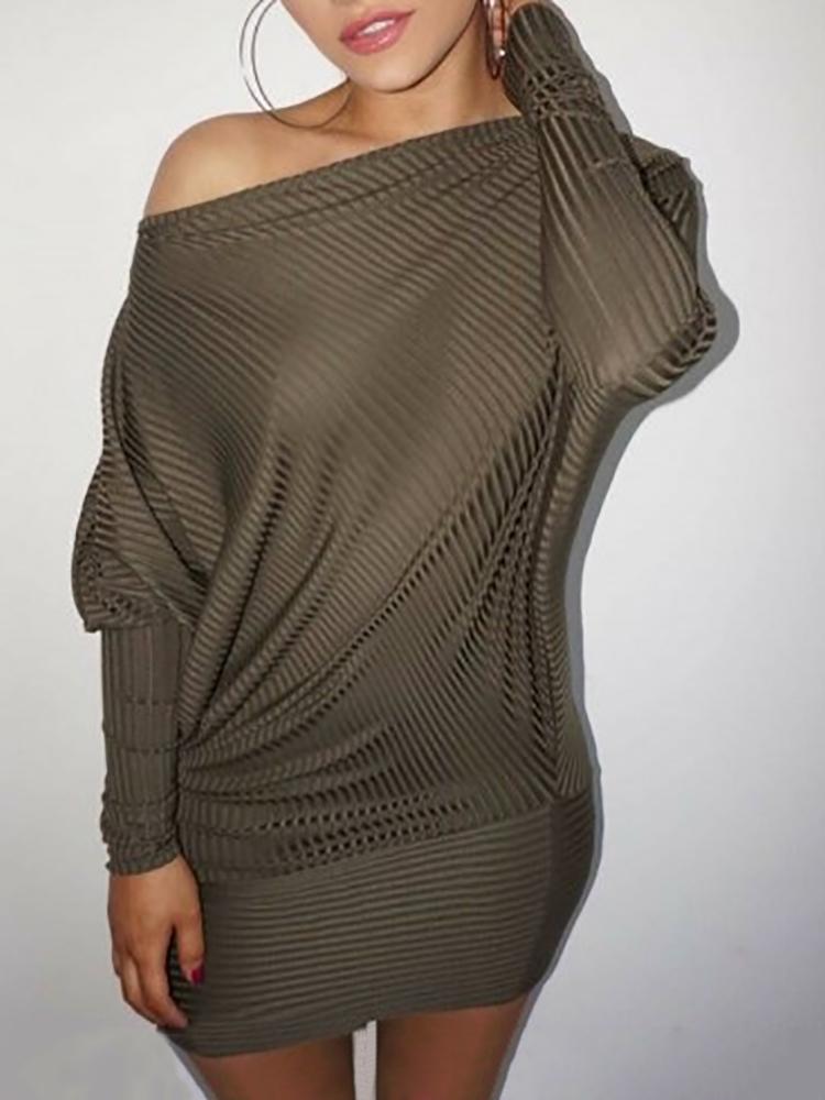 

Asymmetric Oversized Long Sleeve Casual Dress, Green