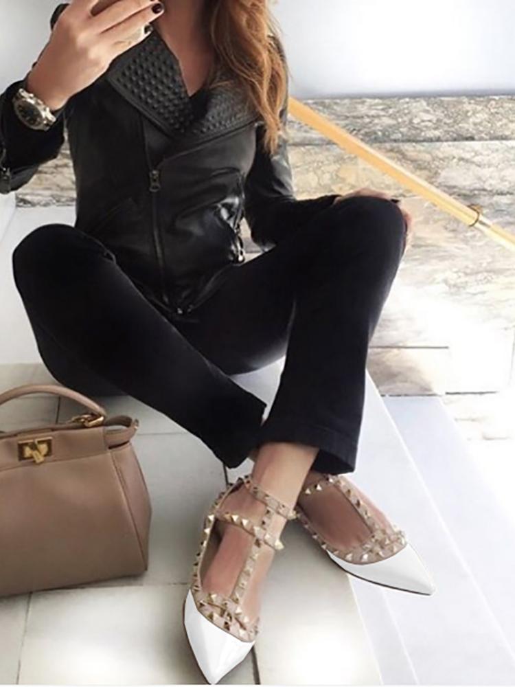 

Stud Embellished Caged Flat Shoes