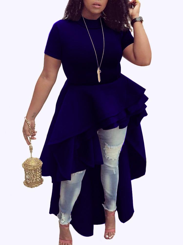 

Flounce Dip Hem Irregular Casual Dress