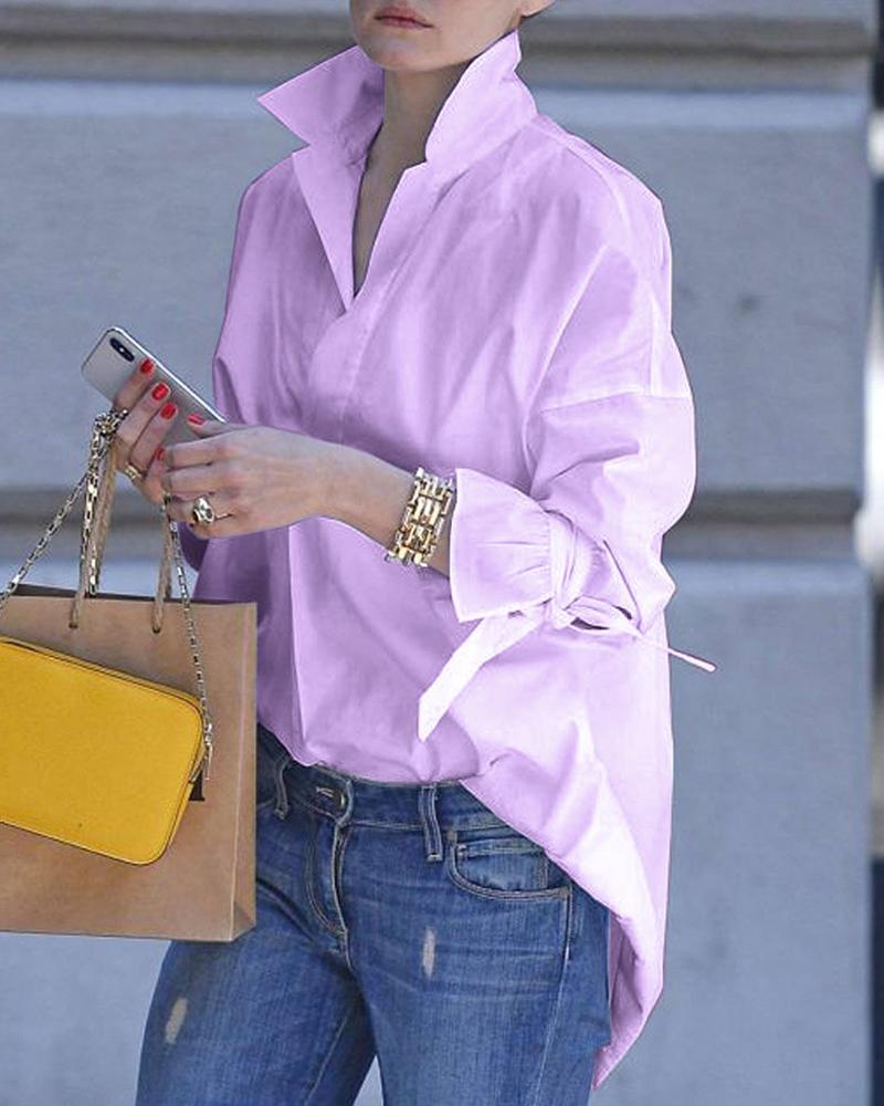 

Solid Long Sleeve Casual Shirt, Purple
