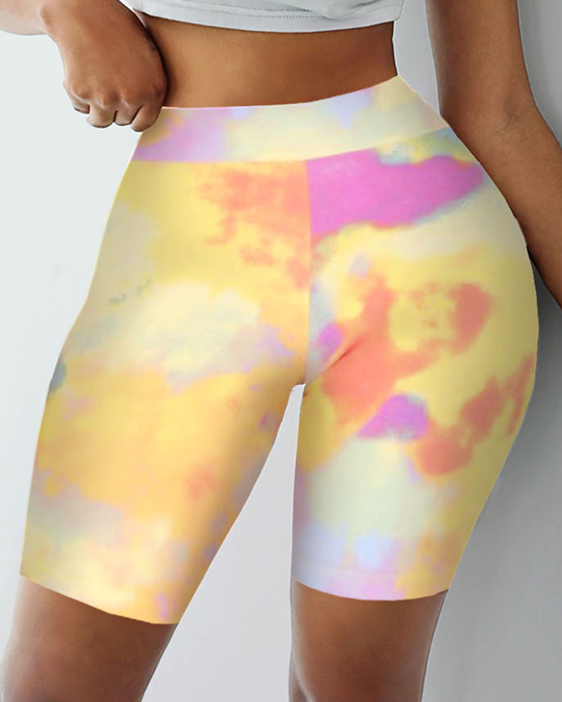 

Wide Waistband Tie Dye Print Biker Shorts, Multicolor