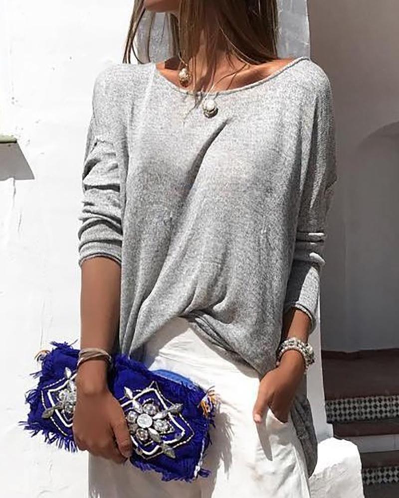 

Solid Backless Crisscross Detail T- Shirt, Gray
