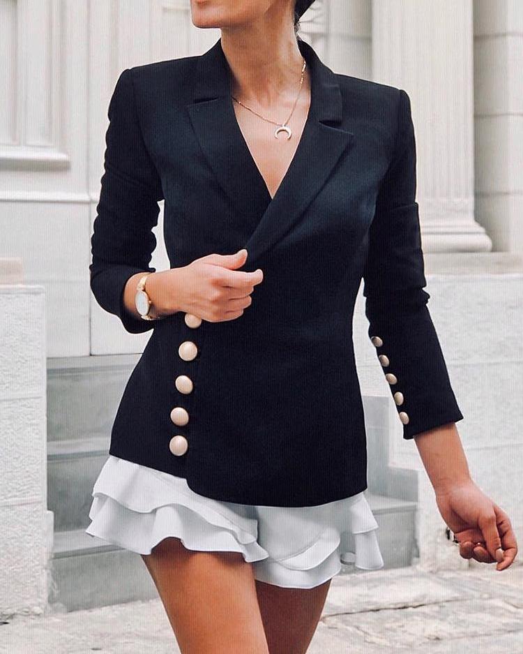 

Button Detail Wrap Blazer Coat