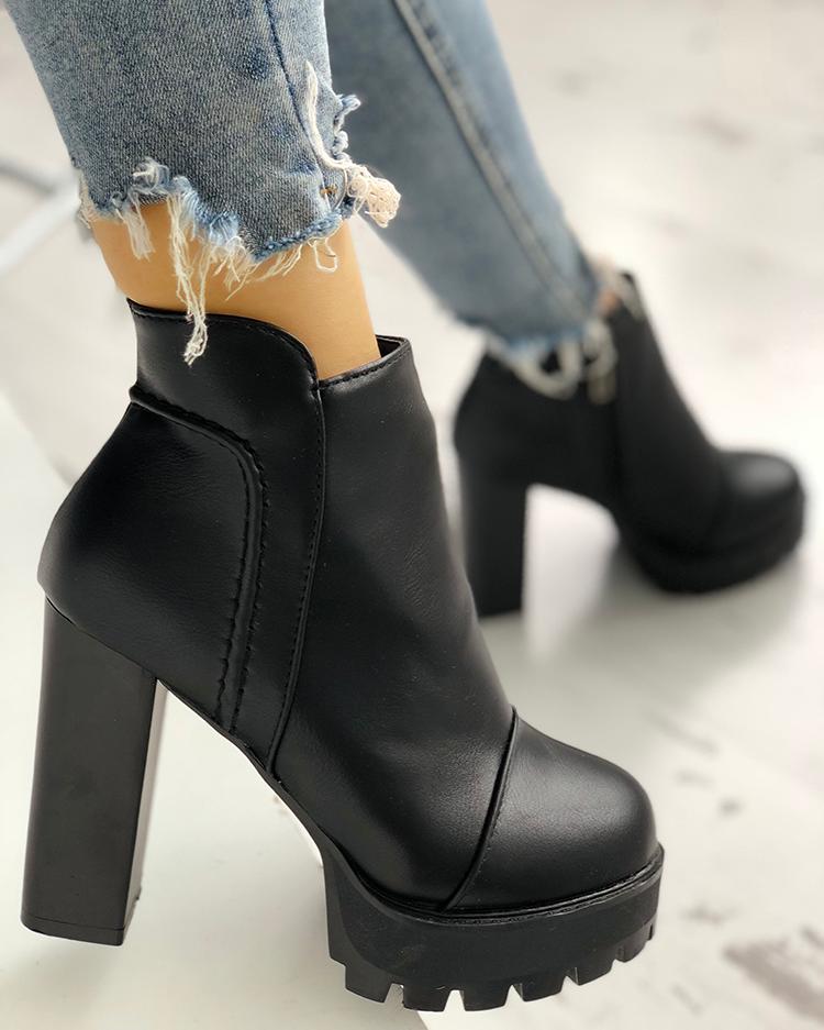 

Leopard Insert Platform Chunky Heeled Ankle Boots