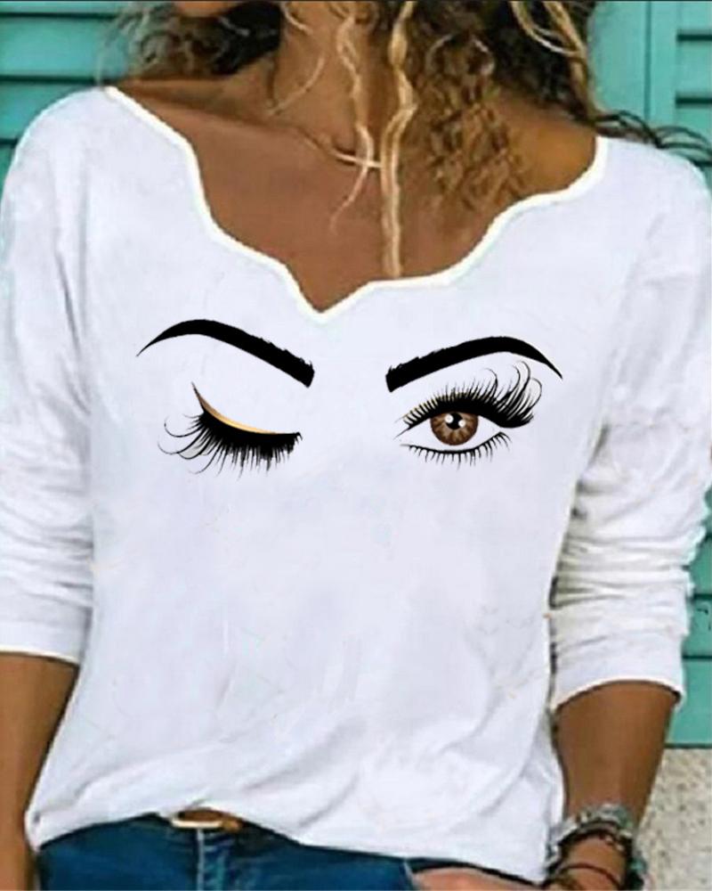 

Figure Print Long Sleeve T-shirt, White