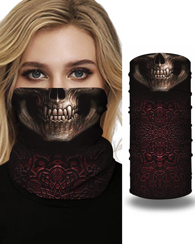 

Skull Print Breathable Face Bandana Magic Scarf Headwrap Balaclava, Black