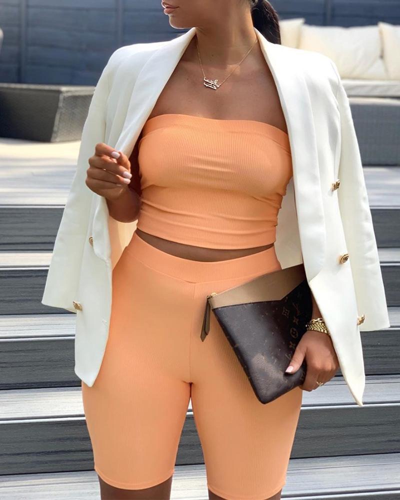 

Ribbed Tube Top & Legging Shorts, Orange