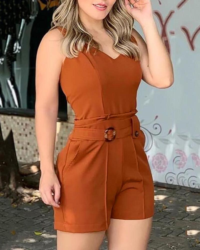 

Thin Strap Cami Top & Pocket Short Sets, Brown