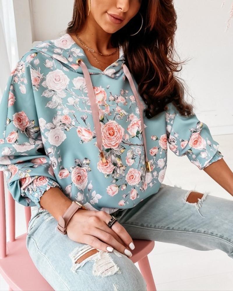 

Floral Long Sleeve Hoodies Sweatshirts, Style7