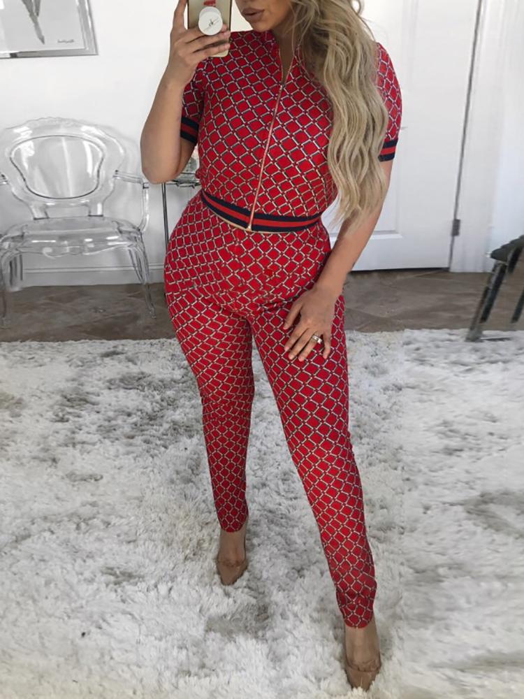 

Geo Print Striped Tape Jacket & Pant Sets