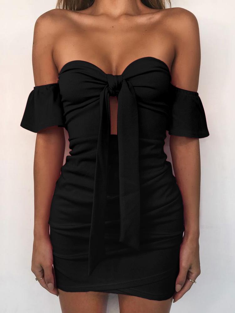 

Bowknot Strapless Bodycon Dress