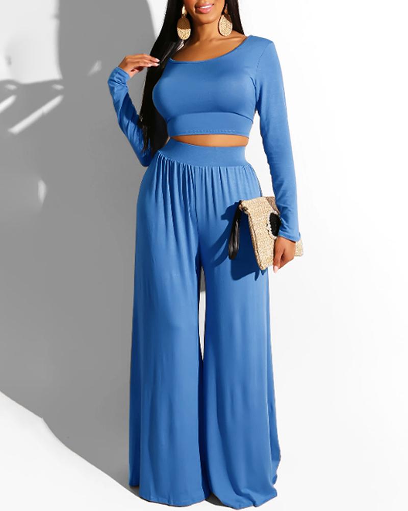 

Long Sleeve Crop Top & Wide Leg Pants Sets