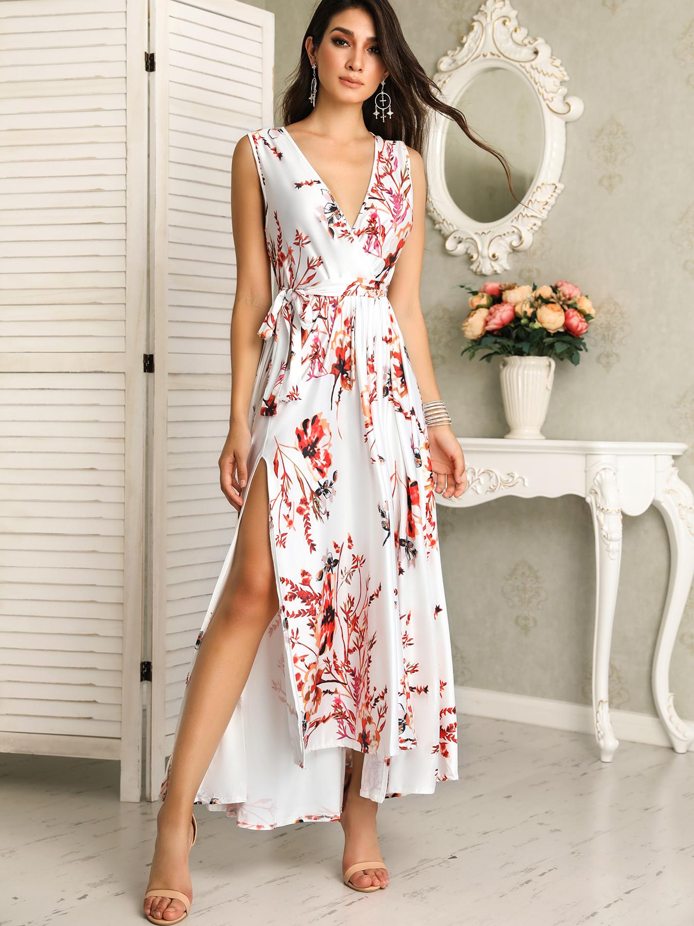 

Floral Print Maxi Wrap Dress