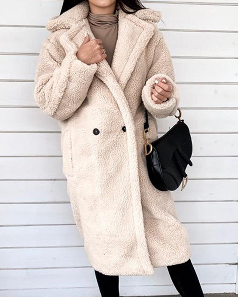 

Faux Shearling Open Front Coat