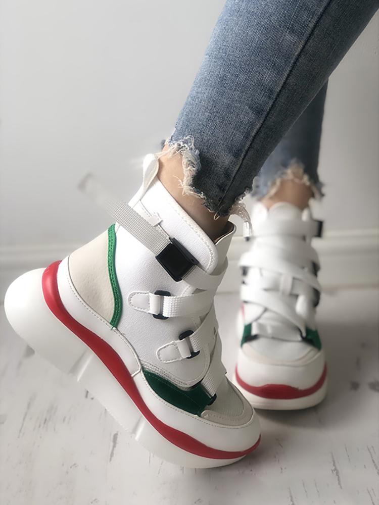 

Contrast Color Splicing Lace-Up Breathable Sneakers