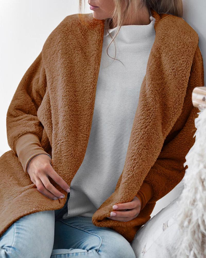 

Faux Sherpa Long Sleeve Cardigan, Khaki