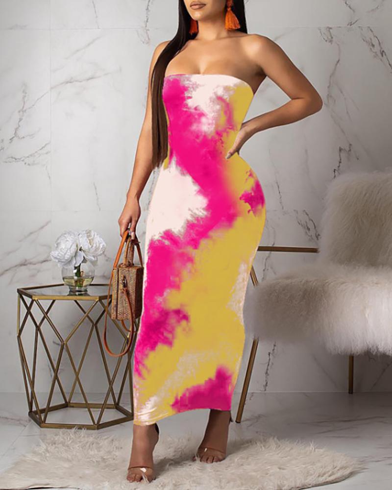

Colorful Tie Dye Tube Slinky Dress