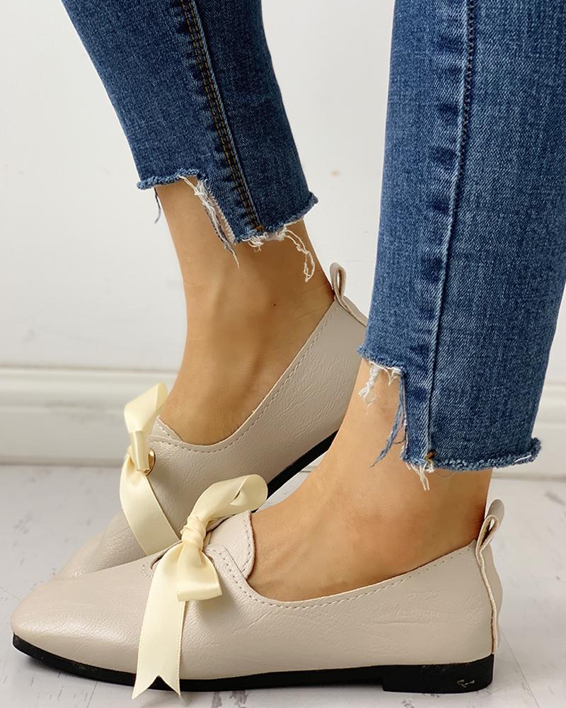 

Bowknot Design Casual Flat Shoes
