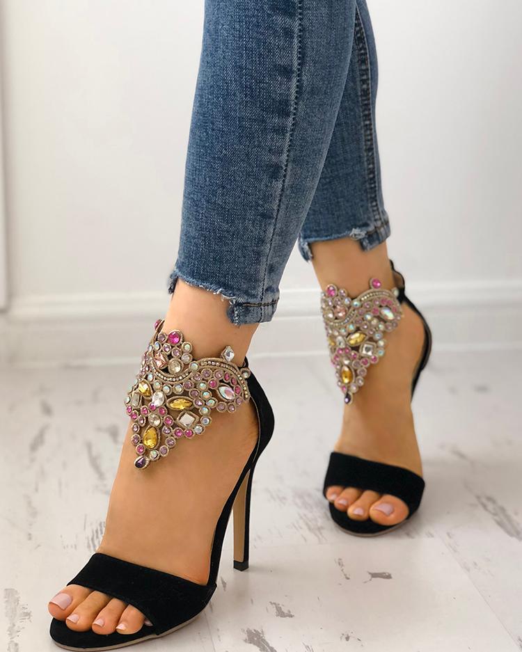 

Glittering Embellished High Heeled Sandals