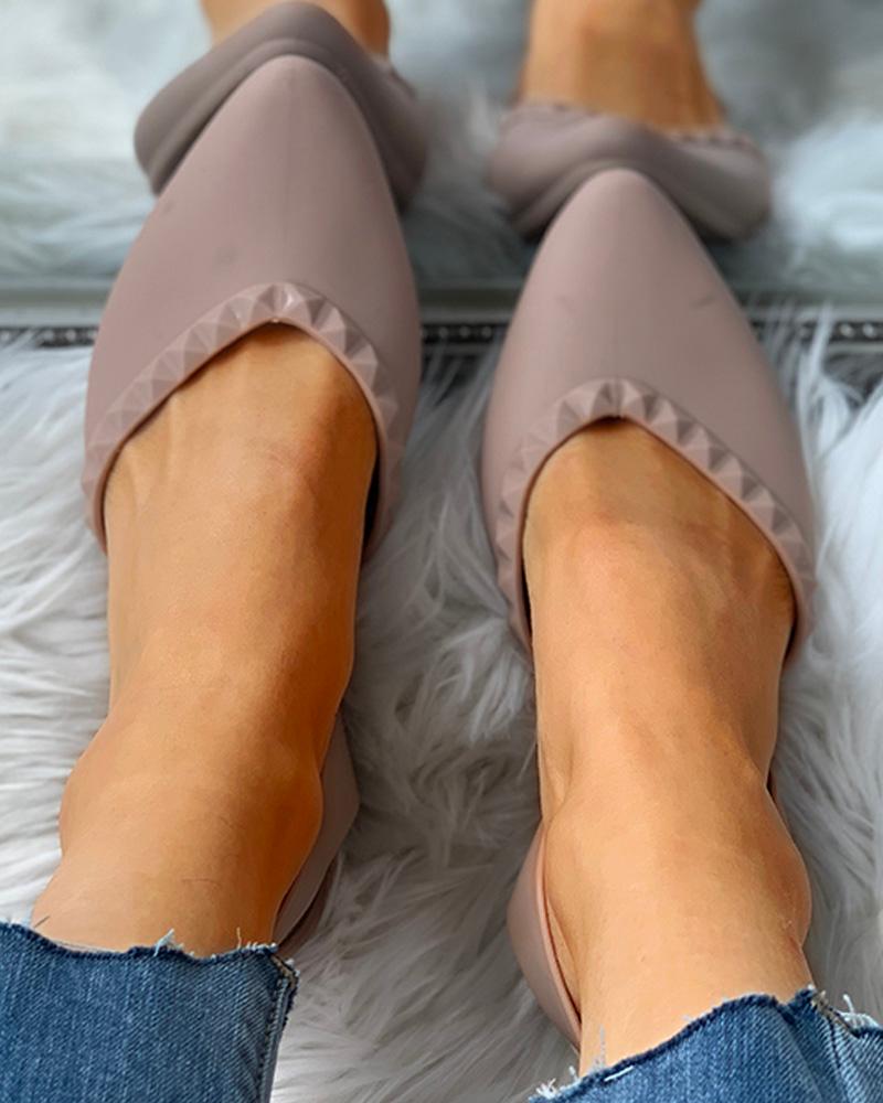

Rivet Solid Casual Wedge Heeled Sandals, Apricot