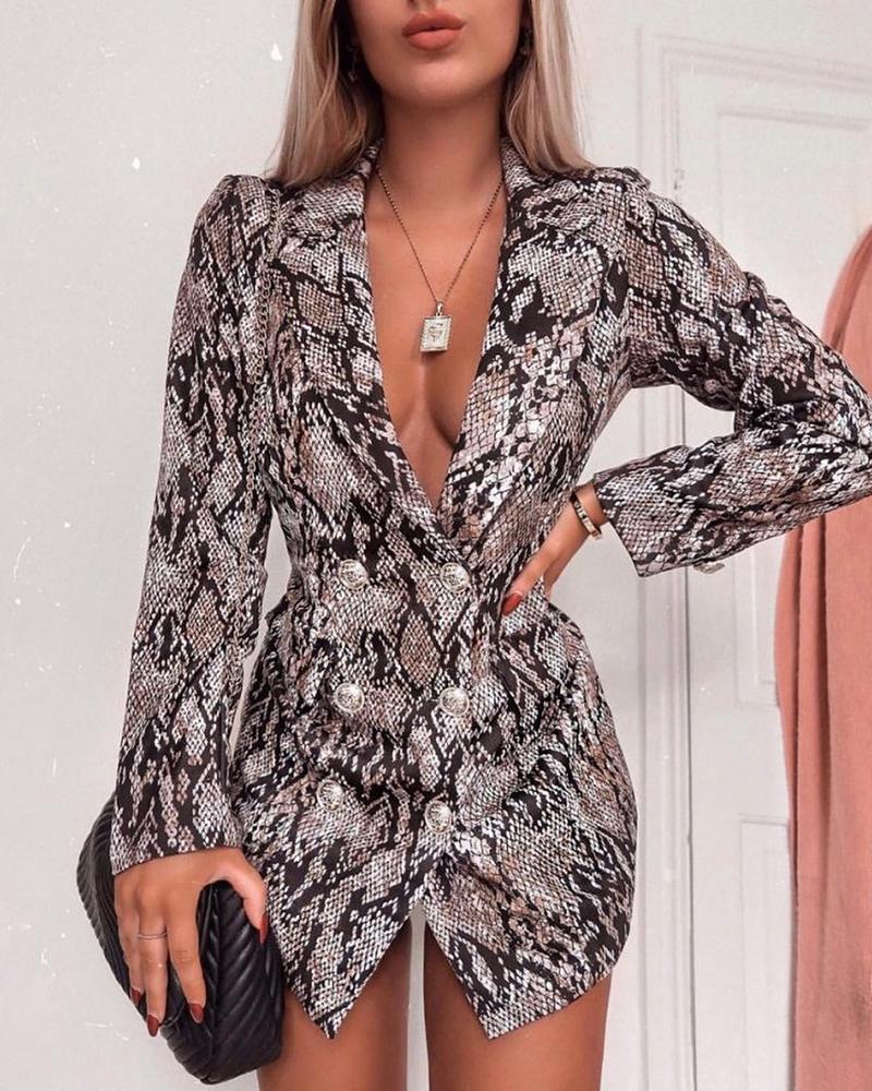 

Snakeskin Double Breasted Blazer Coat