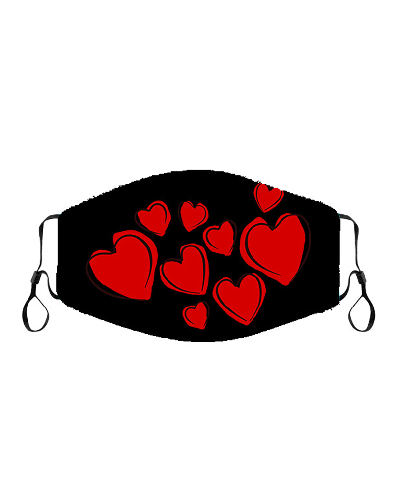 

Valentine's Day Lip Heart Print Breathable Face Mask, Style11