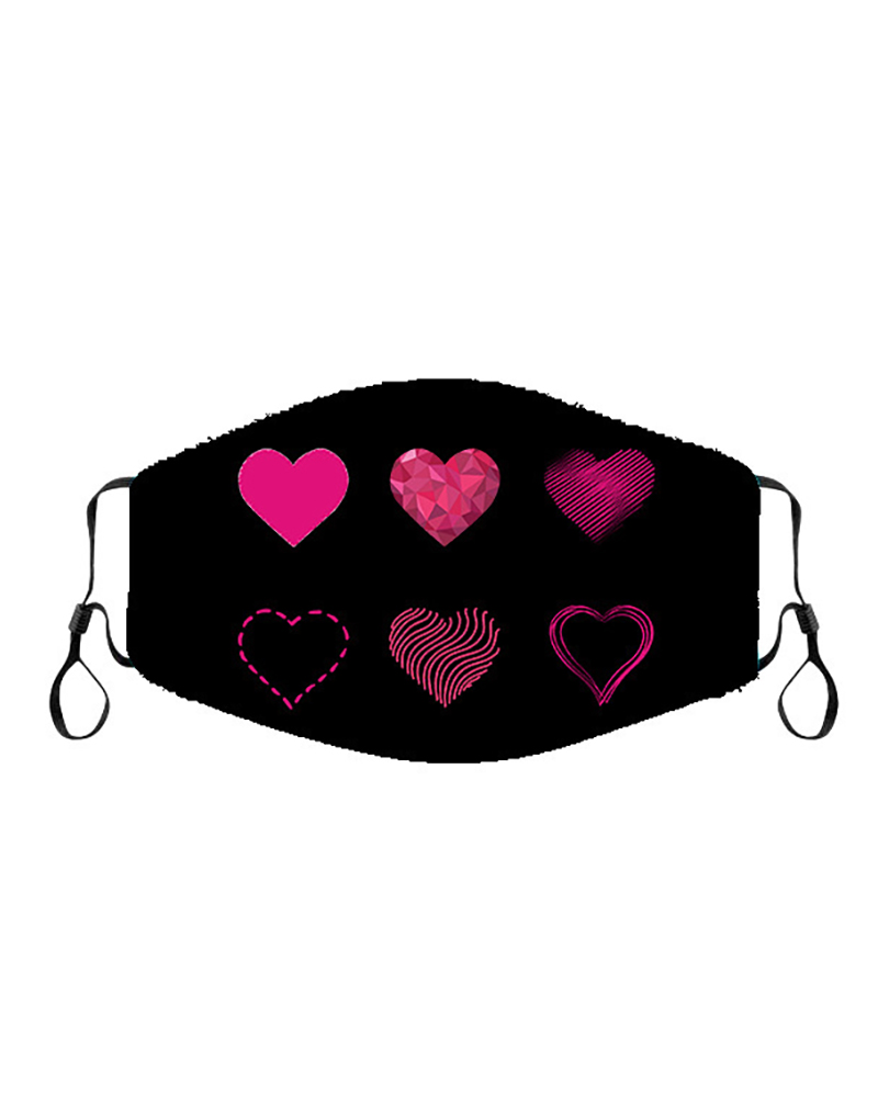 

Valentine's Day Lip Heart Print Breathable Face Mask, Style9